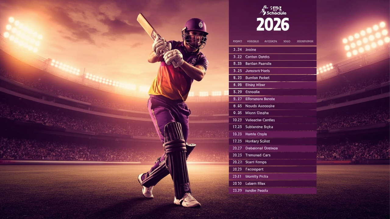 IPL 2026 Schedule hero, cricket calendar poster with key dates