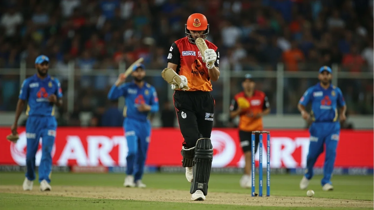 A batter playing on the off side during an IPL fixture, with a deep point fielder visible and the ball mid-flight over the inner ring